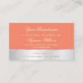 サーモンシルバーデコールゴージャスなバラの花とロゴ 名刺 (裏面)