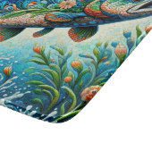 サーモンジャンピングモザイクフローラブルーグリーンピーチ カッティングボード (角)