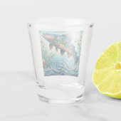 サーモンジャンピングモザイクフローラブルーグリーンピーチ ショットグラス (裏面)
