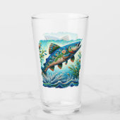 サーモンジャンピングモザイクフローラブルーグリーンピーチ タンブラーグラス (裏面)