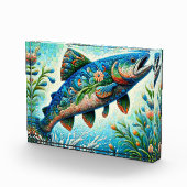 サーモンジャンピングモザイクフローラブルーグリーンピーチ フォトブロック (右)