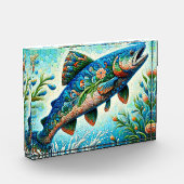 サーモンジャンピングモザイクフローラブルーグリーンピーチ フォトブロック (左)