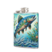 サーモンジャンピングモザイクフローラブルーグリーンピーチ フラスク (左)