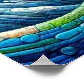 サーモンジャンピングモザイクフローラブルーグリーンピーチ ポスター (角)