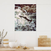 サーモンスイミングアップストリームポスター ポスター (キッチン)