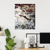 サーモンスイミングアップストリームポスター ポスター (ホームオフィス)