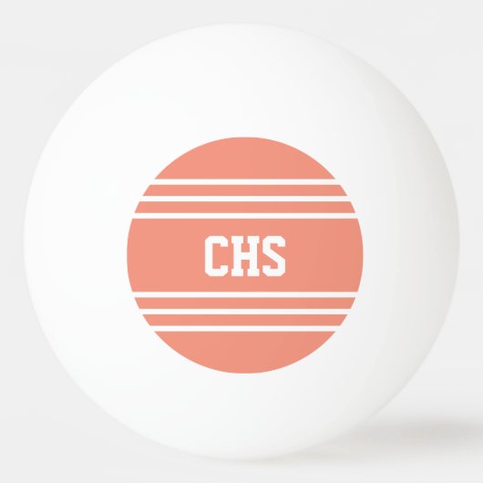 サーモンストライプカスタムのモノグラムボール 卓球ボール (正面)