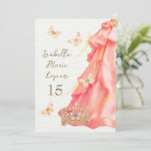 サーモンスペインのピンクドレス蝶キンチェニェラ 招待状 (スタンド正面)