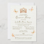 サーモンスペインのピンクドレス蝶キンチェニェラ 招待状 (裏面)