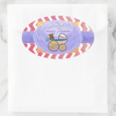 サーモンスワールピンクシェブロンベイビーシャワー 楕円形シール (バッグ)