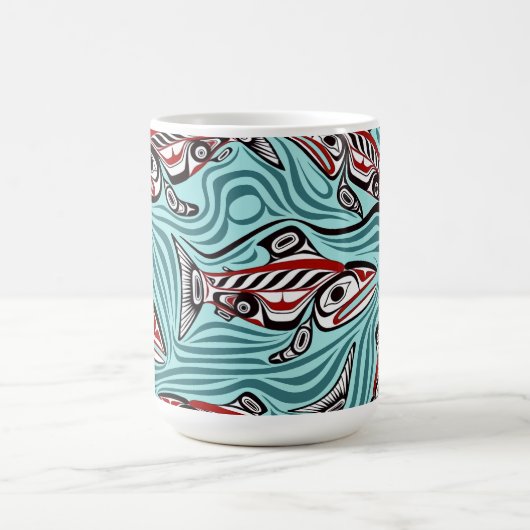 サーモンハイダアートスピリットパシフィックノースウエスト先住民 コーヒーマグカップ (中央)