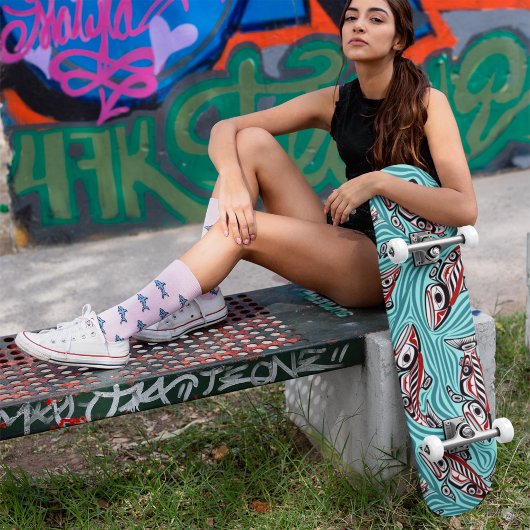 サーモンハイダアートスピリットパシフィックノースウエスト先住民 スケートボード