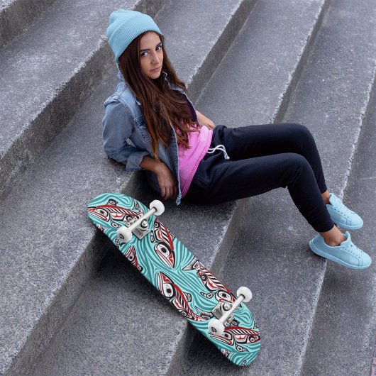 サーモンハイダアートスピリットパシフィックノースウエスト先住民 スケートボード