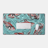 サーモンハイダアートスピリットパシフィックノースウエスト先住民 デスクマット (キーボード&マウス)