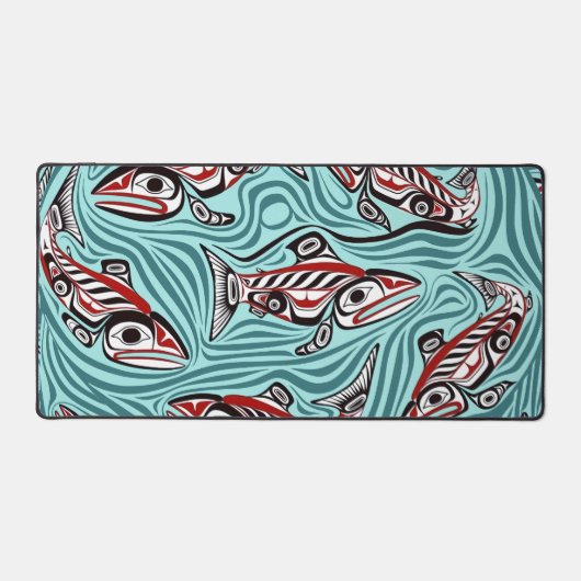 サーモンハイダアートスピリットパシフィックノースウエスト先住民 デスクマット (正面)
