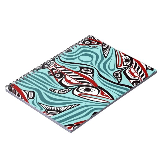 サーモンハイダアートスピリットパシフィックノースウエスト先住民 ノートブック (左側)