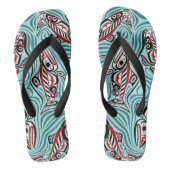 サーモンハイダアートスピリットパシフィックノースウエスト先住民 ビーチサンダル (フットベッド)