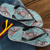 サーモンハイダアートスピリットパシフィックノースウエスト先住民 ビーチサンダル