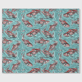 サーモンハイダアートスピリットパシフィックノースウエスト先住民 ラッピングペーパー (フラット)