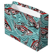 サーモンハイダアートスピリットパシフィックノースウエスト先住民 ラージペーパーバッグ (裏面アングル)