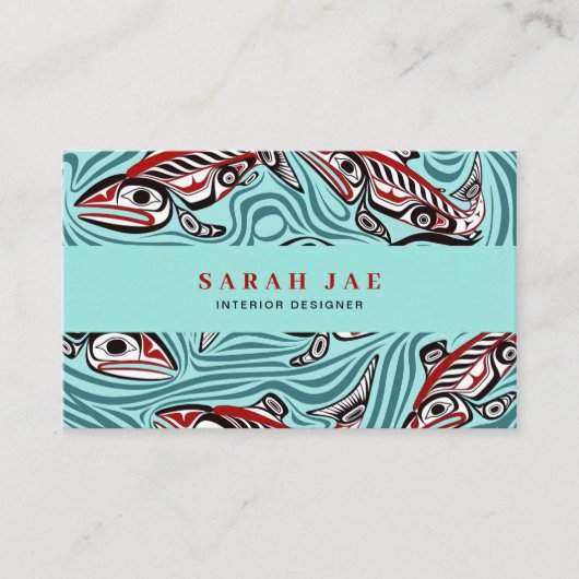 サーモンハイダアートスピリットパシフィックノースウエスト先住民 名刺 (正面)