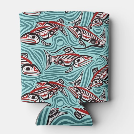 サーモンハイダアートスピリットパシフィックノースウエスト先住民 缶クーラー (裏面)