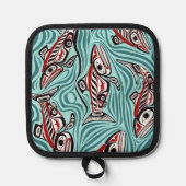 サーモンハイダアートスピリットパシフィックノースウエスト先住民 鍋敷き (正面)