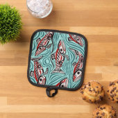 サーモンハイダアートスピリットパシフィックノースウエスト先住民 鍋敷き (トップダウン)