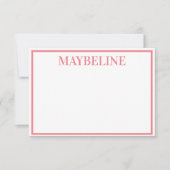 サーモンパーソナライズされたとホワイトフラットノテカード 招待状 (正面)