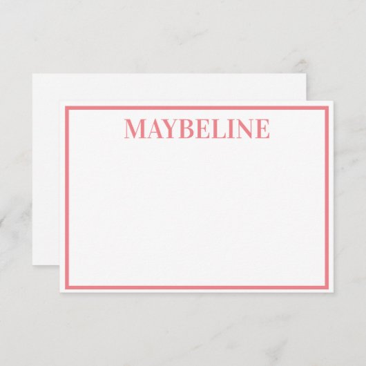 サーモンパーソナライズされたとホワイトフラットノテカード 招待状 (正面/裏面)