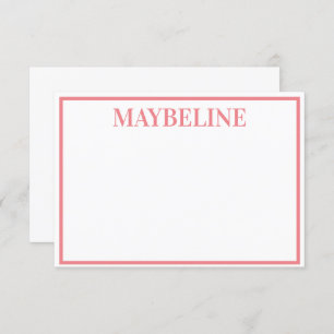 サーモンパーソナライズされたとホワイトフラットノテカード 招待状