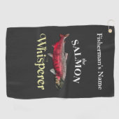 サーモンパーソナライズされたウイスパーラー黒魚釣りタオル ゴルフタオル (横)