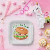 サーモンパーソナライズされたベーグル  ペーパープレート (パーティー)