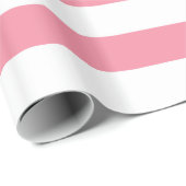 サーモンピンクおよび白く大きくストライプのな包装紙 ラッピングペーパー (ロールコーナー)