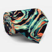 サーモンピンクとターコイズグリーン ネクタイ (ロール)