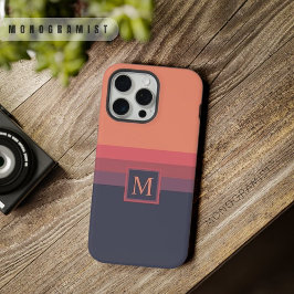 サーモンピンクとダークパープルのカラーブロックカスタマイズ可能デザイン iPhone 15 PRO MAXケース
