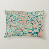 サーモンピンクとティール(緑がかった色)ブルー抽象芸術自然パターン アクセントクッション (裏面)