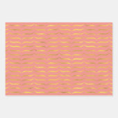 サーモンピンクと金ゴールド ラッピングペーパーシート (正面2)