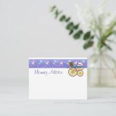 サーモンピンクのアドバイスマークが付いたかわいいママの名刺 アドバイスカード (スタンド正面)