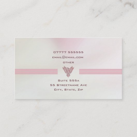 サーモンピンクのサテン一見のカウンセラー 名刺 (裏面)