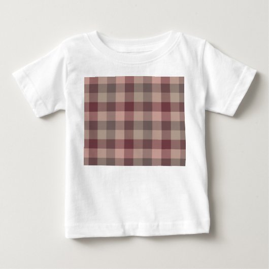 サーモンピンクのチェック柄 ベビーTシャツ (正面)