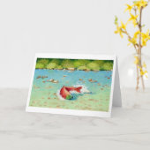 サーモンピンクのメッセージカード カード (黄色い花)