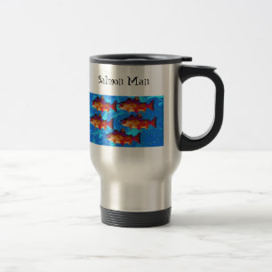サーモンピンクの人のコーヒー・マグ トラベルマグ
