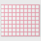 サーモンピンクの包装紙の白い四角 ラッピングペーパー (フラット)