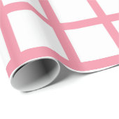 サーモンピンクの包装紙の白い四角 ラッピングペーパー (ロールコーナー)