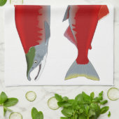 サーモンピンクの双生児 キッチンタオル (折り畳み)