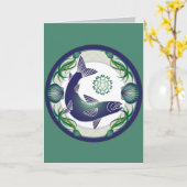 サーモンピンクの挨拶状 カード (黄色い花)