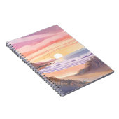 サーモンピンクの海の夕焼け | ビーチの水彩画 ノートブック (右側)