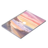 サーモンピンクの海の夕焼け | ビーチの水彩画 ノートブック (左側)