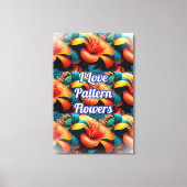 サーモンピンクの花のパターン キャンバスプリント (正面)